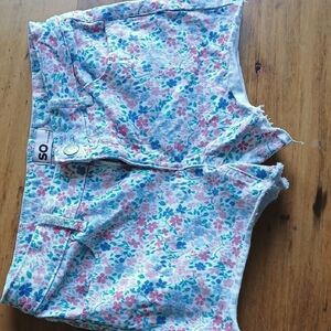 SO Pink and Blue Floral Jean Shorts‎